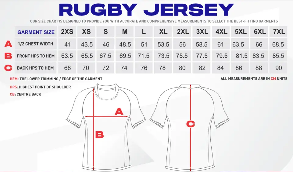 Jersey Size Charts